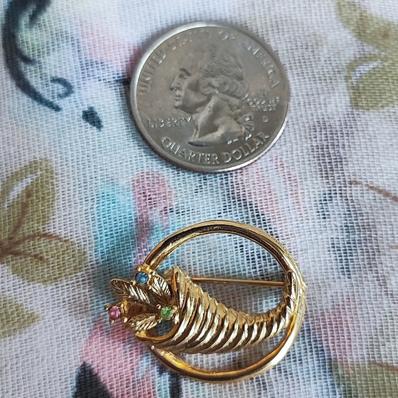 CORNUCOPIA Thanksgiving Vintage Demi Parure Pastel Stone Gold Brooch Earrings - Picture 7 of 7